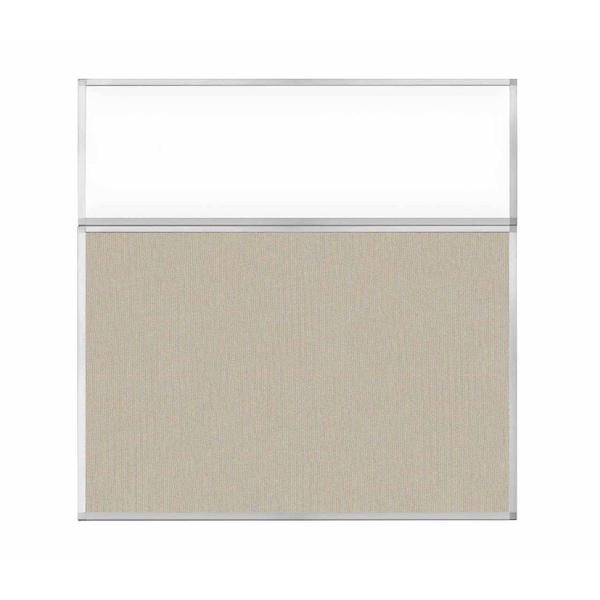 Hush Panel Configurable Cubicle Partition 6' x 6' W/ Window Sand Fabric Clear Window